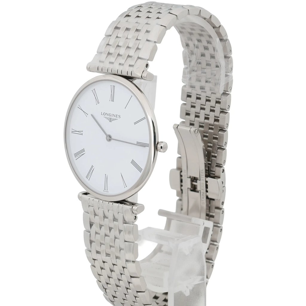 View Of Crown Facing Side Of Longines L4.755.4.11.C Stainless Steel Watch Unworn Condition