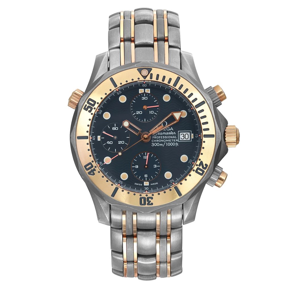 Front Full View Of OMEGA 2296.80.00 Titanium Watch Pre Owned Condition Good