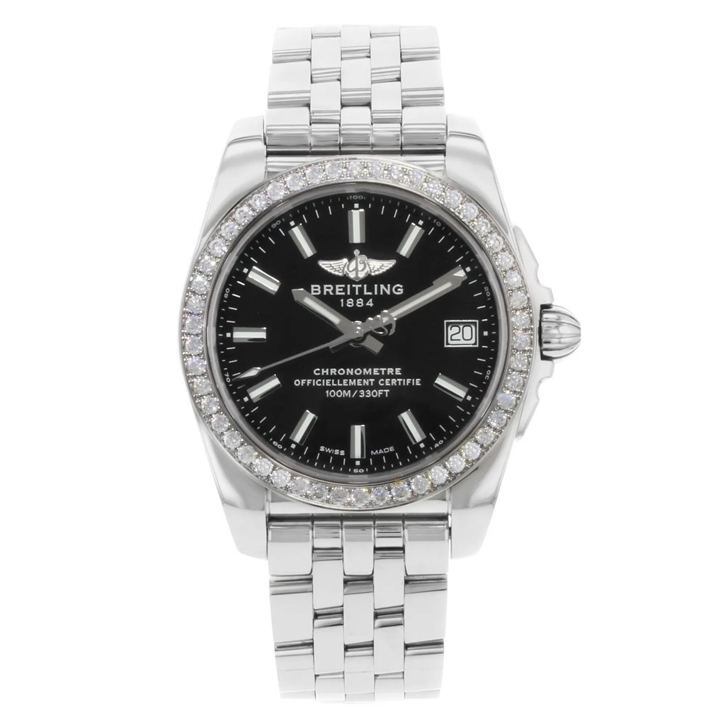 Front Full View Of Breitling A7433053/BE08-376A Stainless Steel Watch Display Model Condition {Product Condition}