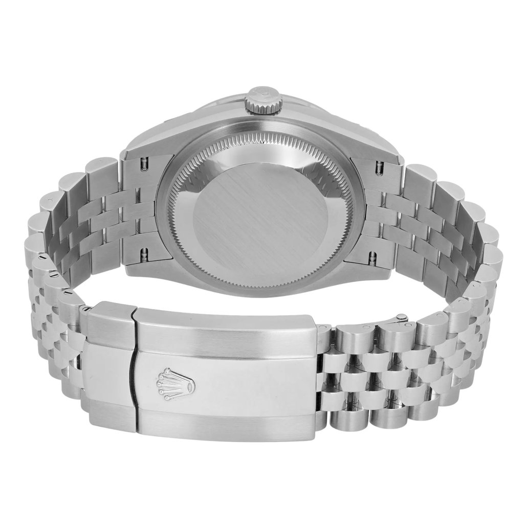 Back View Of {Caseback} Back Case And Closed Stainless Steel Band Of Rolex  126284RBR Watch Unworn Condition