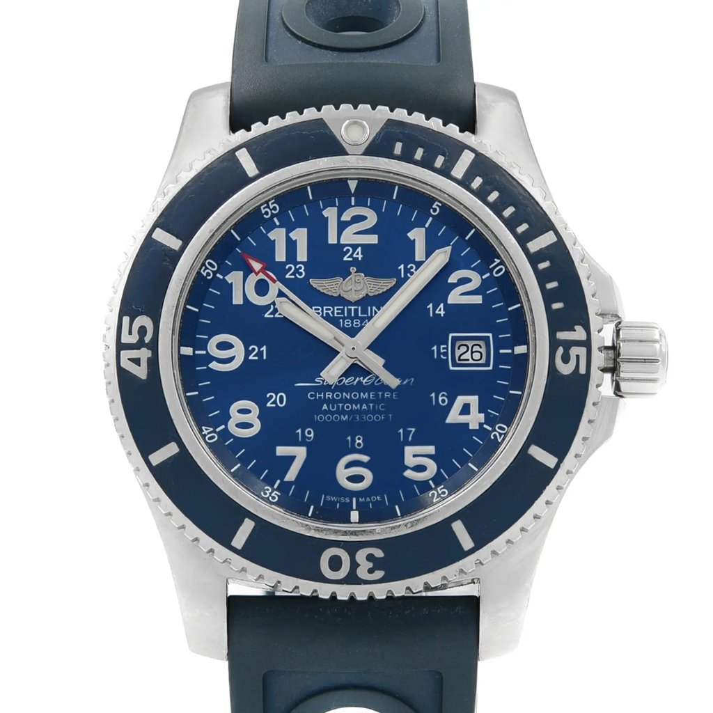 Up Close Front Facing Picture Of Breitling A17392D8/C910-228S Stainless Steel Watch Pre Owned Condition