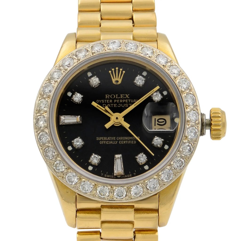 Up Close Front Facing Picture Of Rolex 6917 Gold 18kt Watch Pre Owned Condition