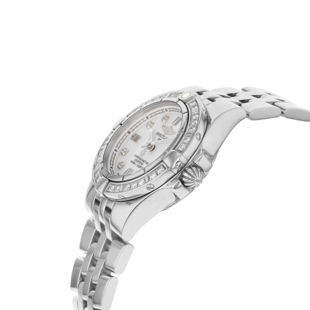 View Of Crown Facing Side Of Breitling A71340LA/A713-SS Stainless Steel Watch Pre Owned Condition