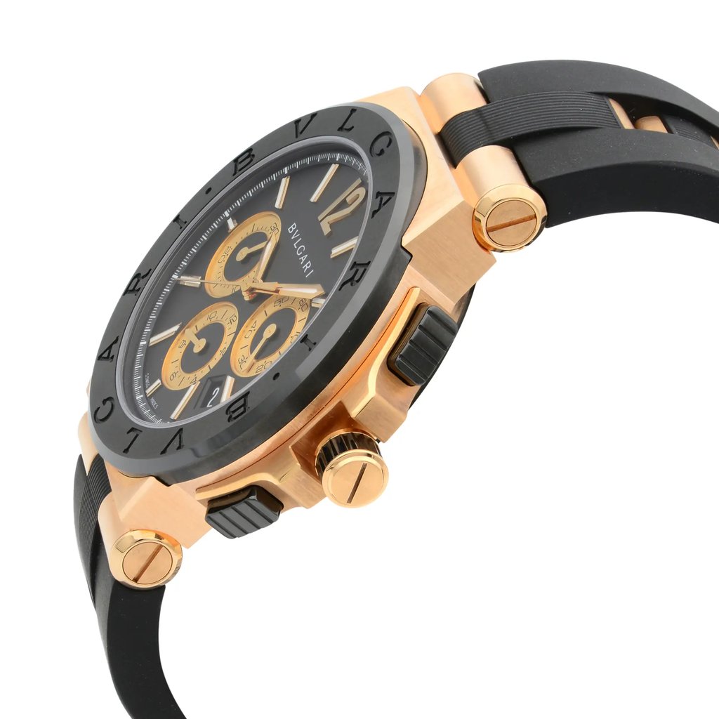 View Of Crown Facing Side Of Bvlgari 101987 Rose Gold Watch Pre Owned Condition
