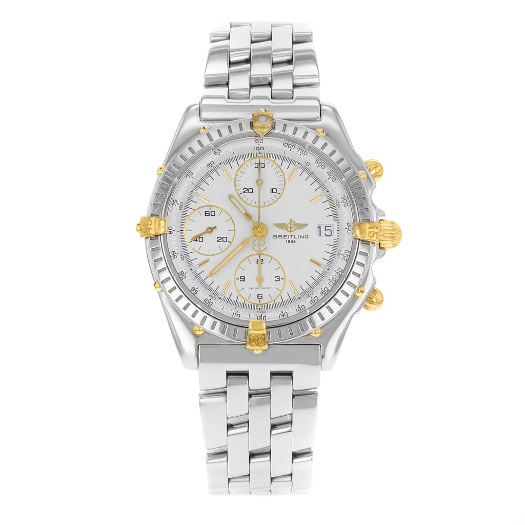 Front Full View Of Breitling B13050 Stainless & Solid Gold Watch Pre Owned Condition {Product Condition}