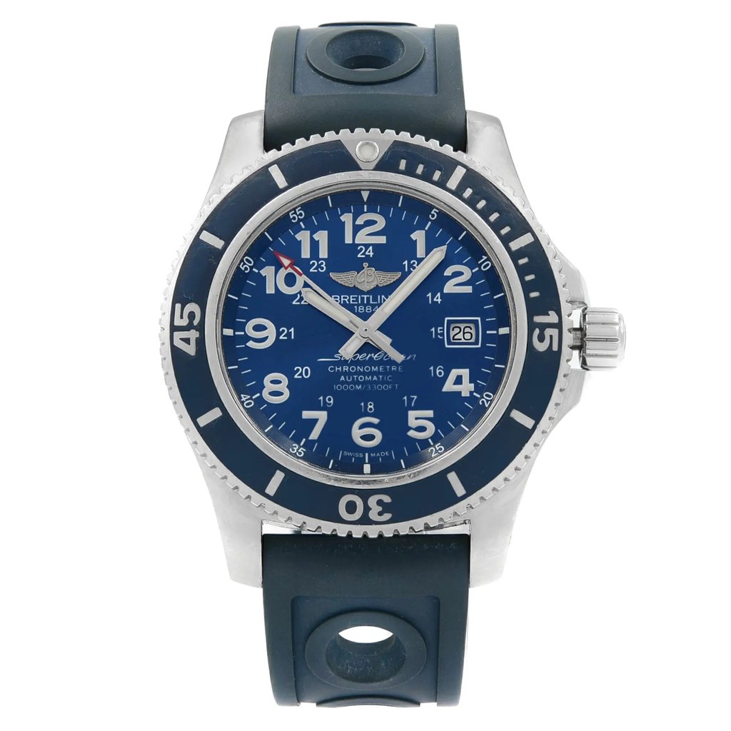 Front Full View Of Breitling A17392D8/C910-228S Stainless Steel Watch Pre Owned Condition {Product Condition}