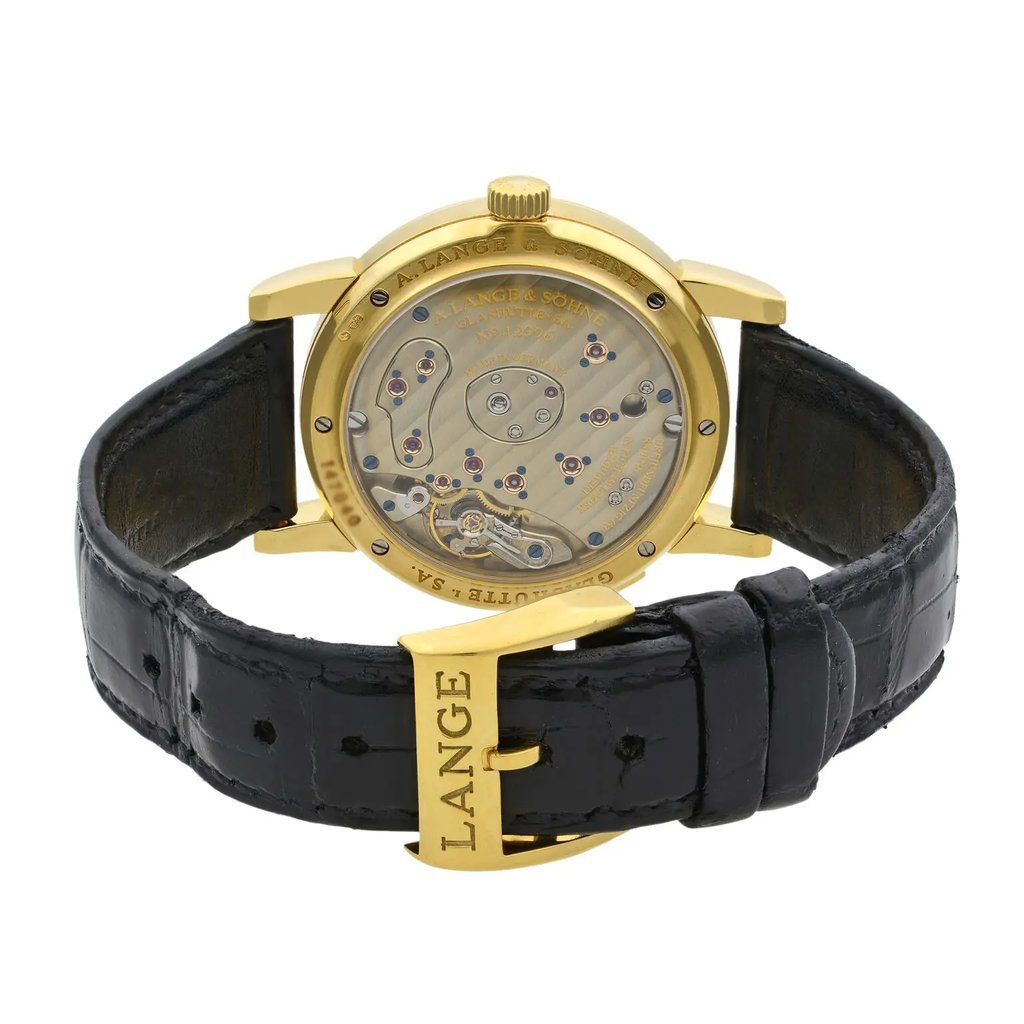 Back View Of {Caseback} Back Case And Closed Leather Band Of A. Lange & Sohne 101.022 Watch Pre Owned Condition