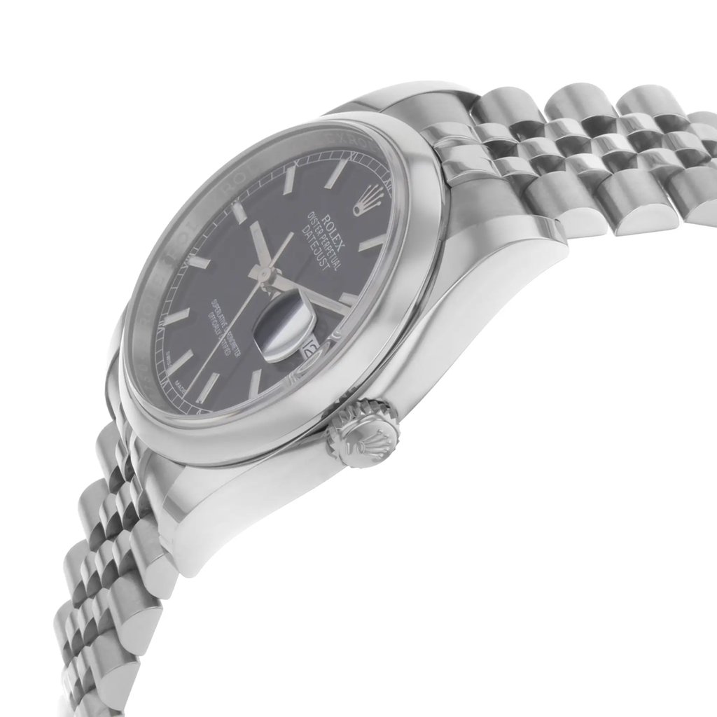 View Of Crown Facing Side Of Rolex 116200 bksj Stainless Steel Watch Pre Owned Condition