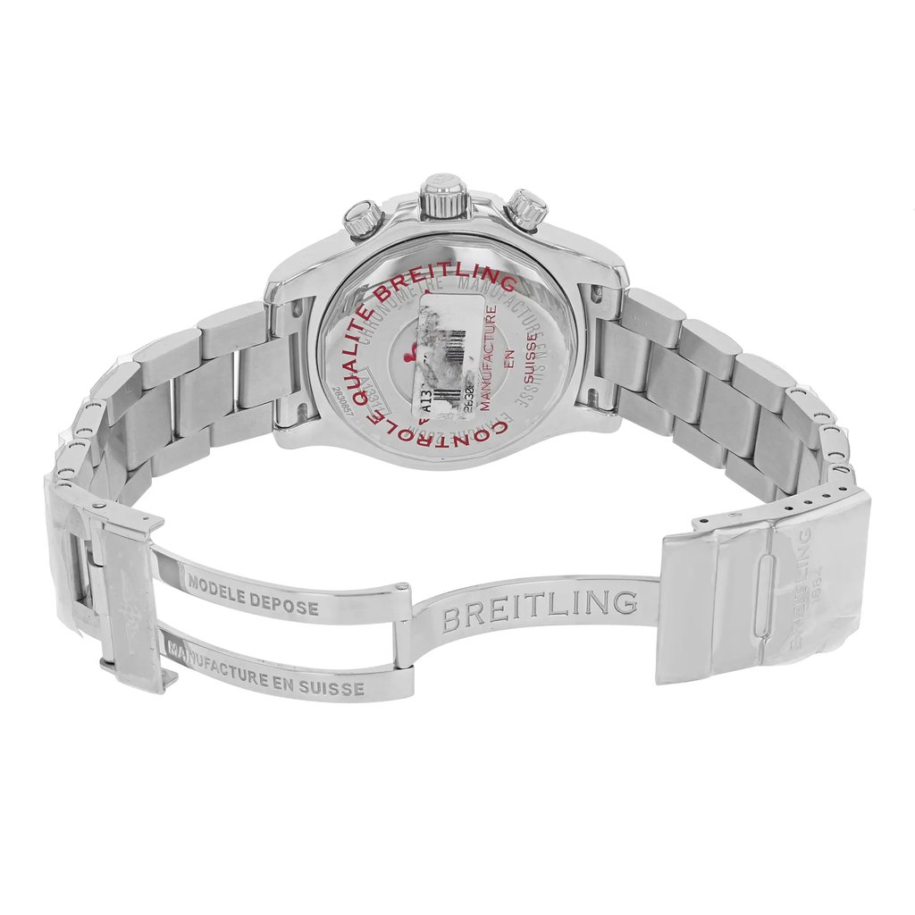 Back View Of {Caseback} Back Case And Open Stainless Steel Band Of Breitling A13311C9/BE93-161A Watch Display Model Condition