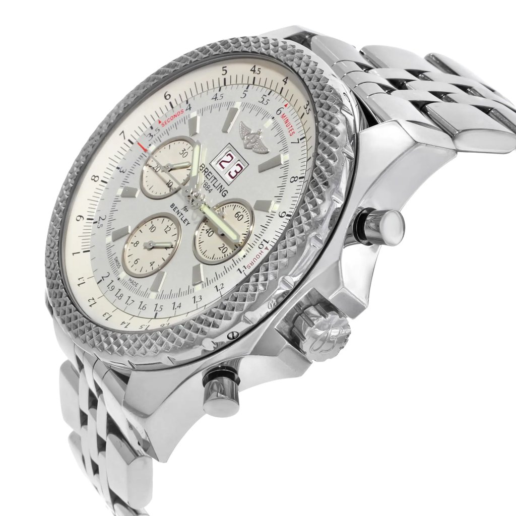 View Of Crown Facing Side Of Breitling A4436412/G679-990A Stainless Steel Watch Pre Owned Condition