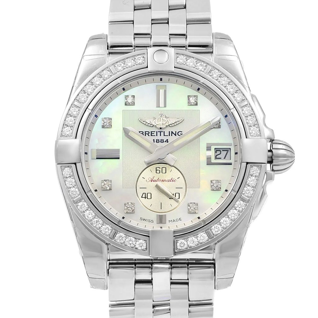Up Close Front Facing Picture Of Breitling A37330531A1A1 Stainless Steel Watch Unworn Condition