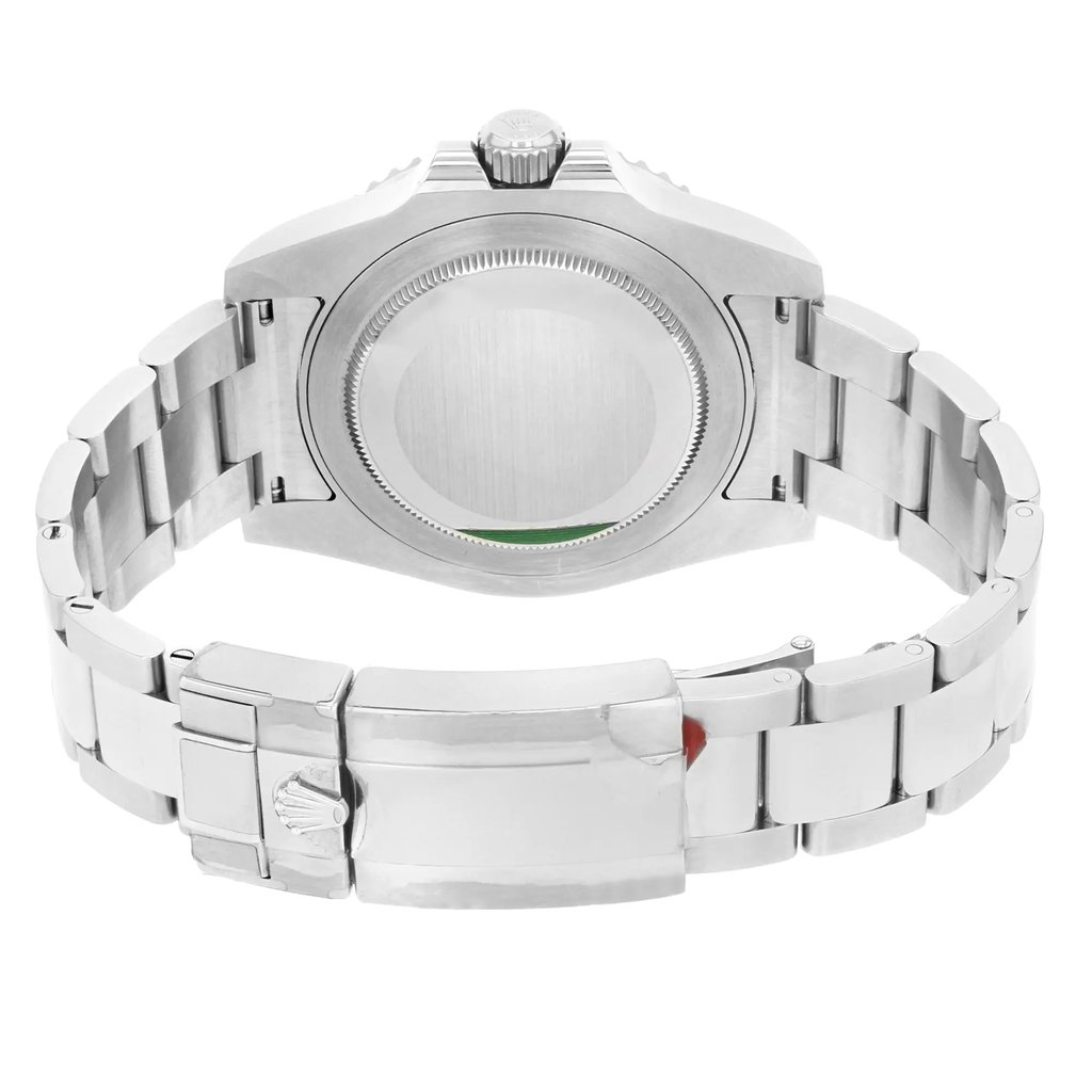 Back View Of {Caseback} Back Case And Closed Stainless Steel Band Of Rolex 116710BLNR Watch Display Model Condition