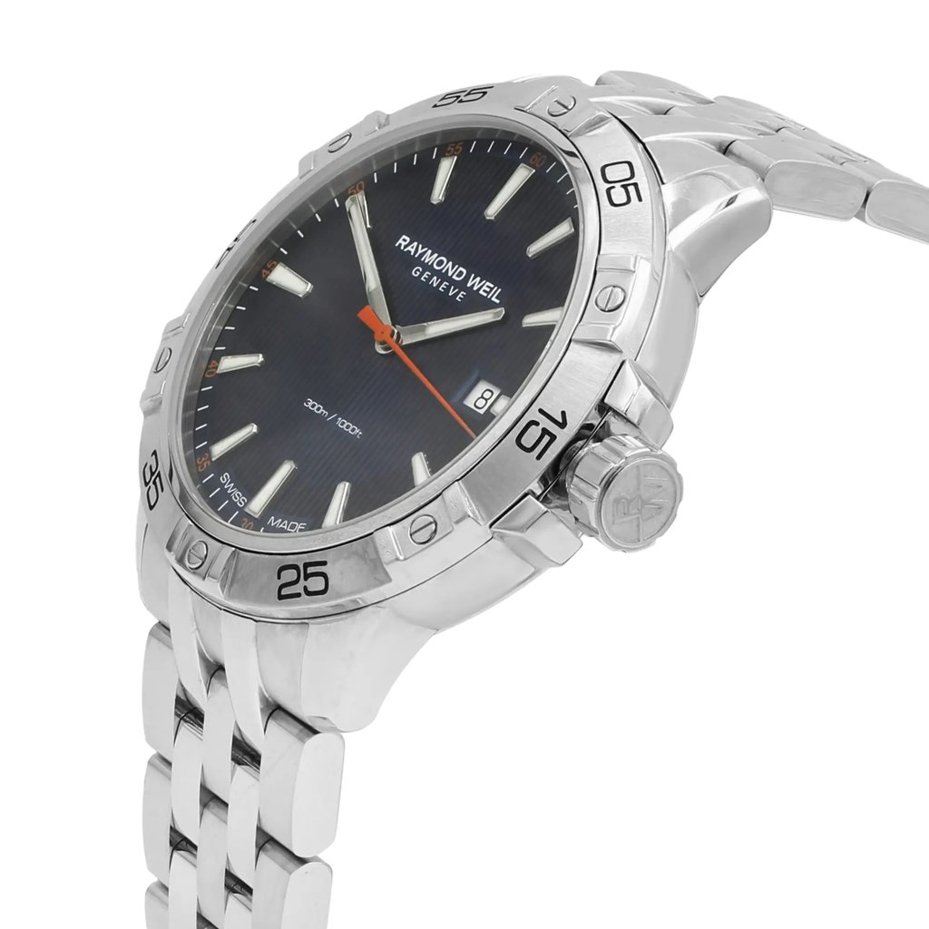 View Of Crown Facing Side Of RAYMOND WEIL 8160-ST2-50001 Stainless Steel Watch Pre Owned Condition