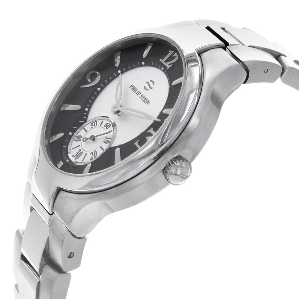 View Of Crown Facing Side Of Philip Stein 43-MBW-SS Stainless Steel Watch Pre Owned Condition