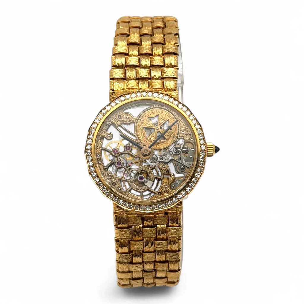 Front Full View Of Vacheron Constantin 13508/206 Yellow Gold Watch Pre Owned Condition Good