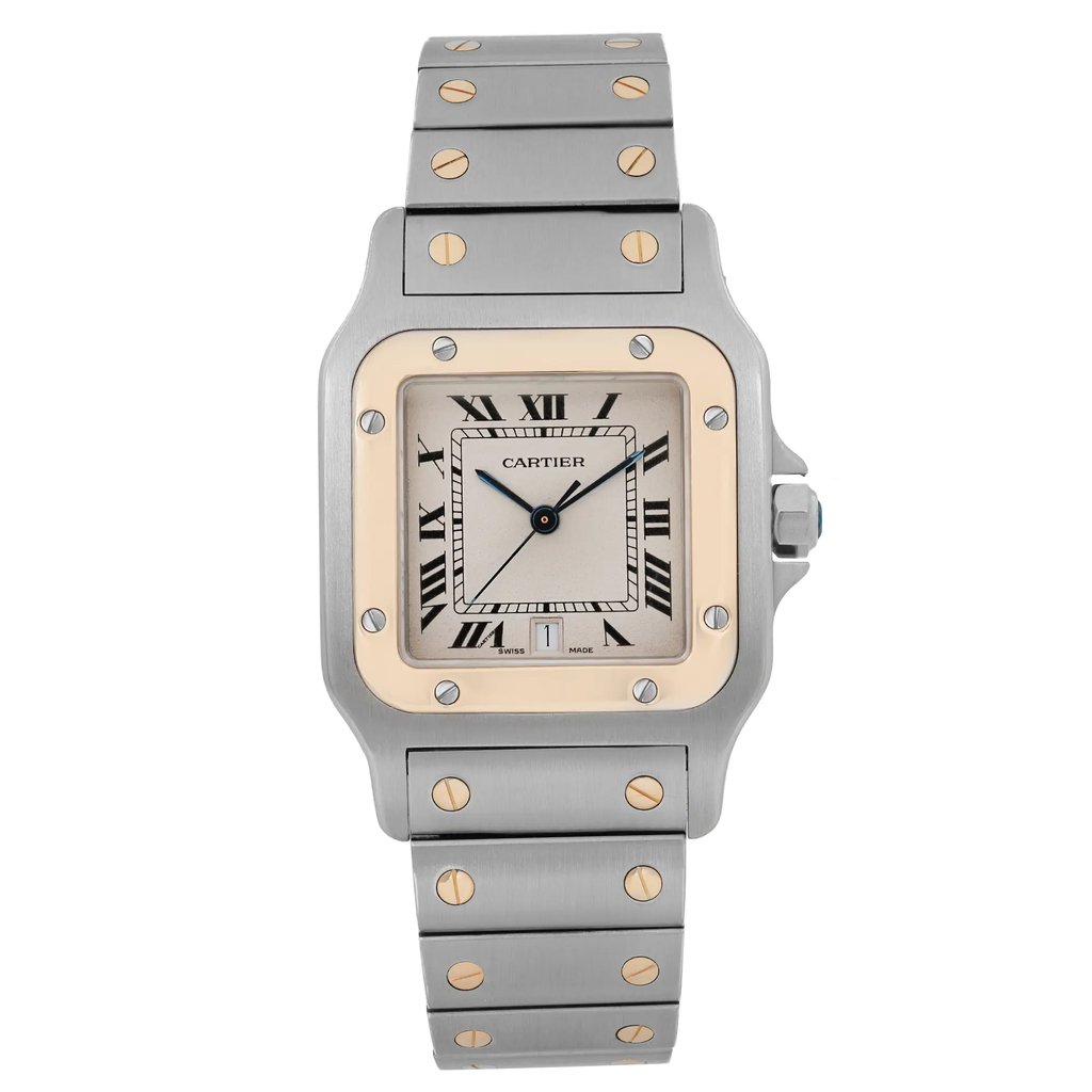 Front Full View Of Cartier 187901 Stainless Steel Watch Pre Owned Condition Good