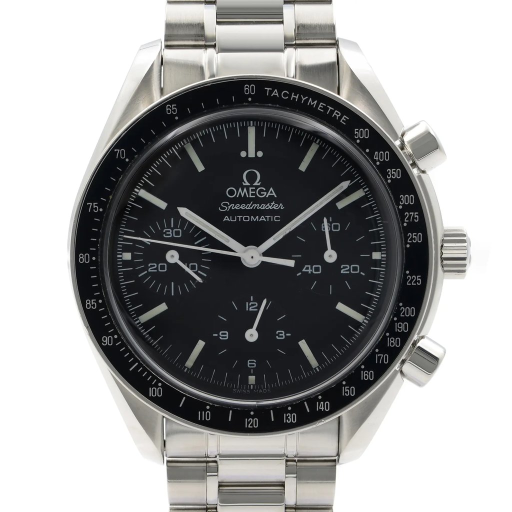 Up Close Front Facing Picture Of OMEGA 3539.50.00 Stainless Steel Watch Pre Owned Condition
