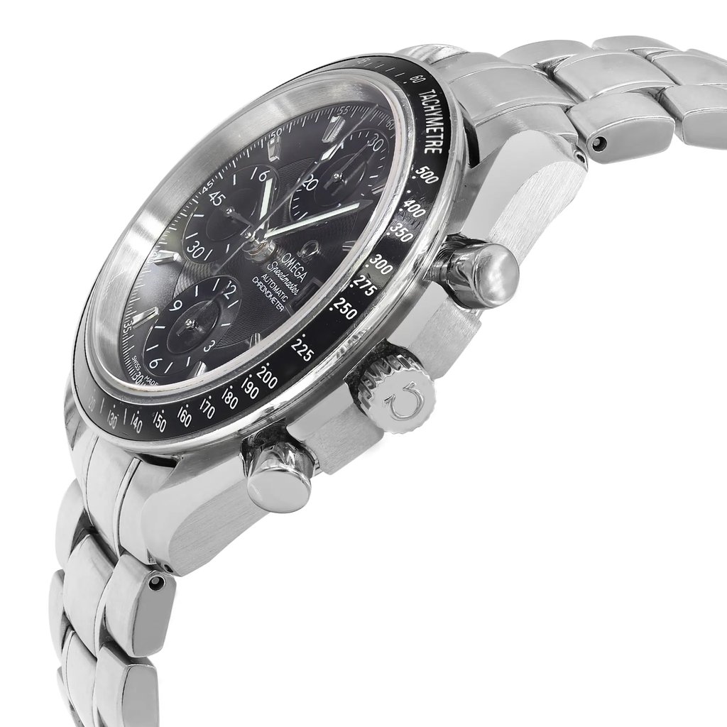 View Of Crown Facing Side Of OMEGA 3210.50.00 Stainless Steel Watch Pre Owned Condition