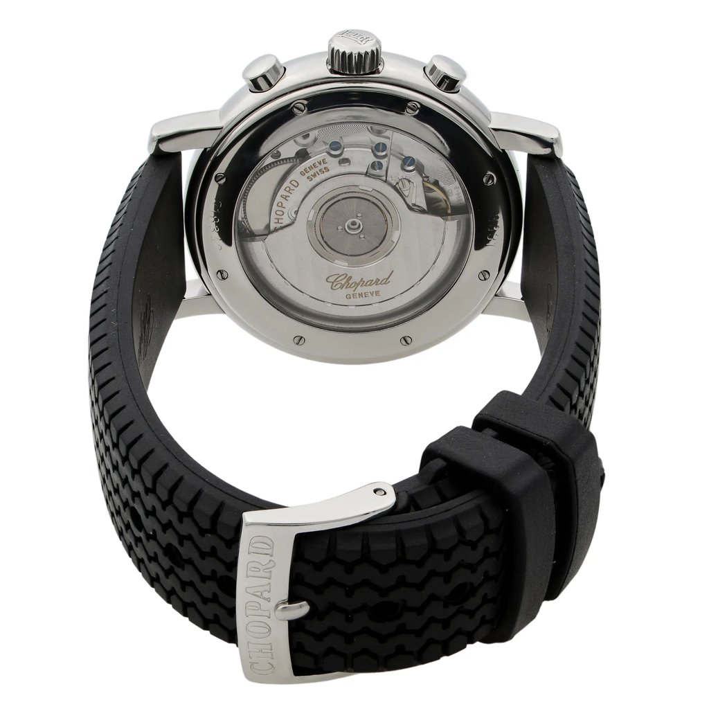 Back View Of Exhibition Back Case And Closed Rubber,Stainless Steel Band Of Chopard 8331 Watch Pre Owned Condition