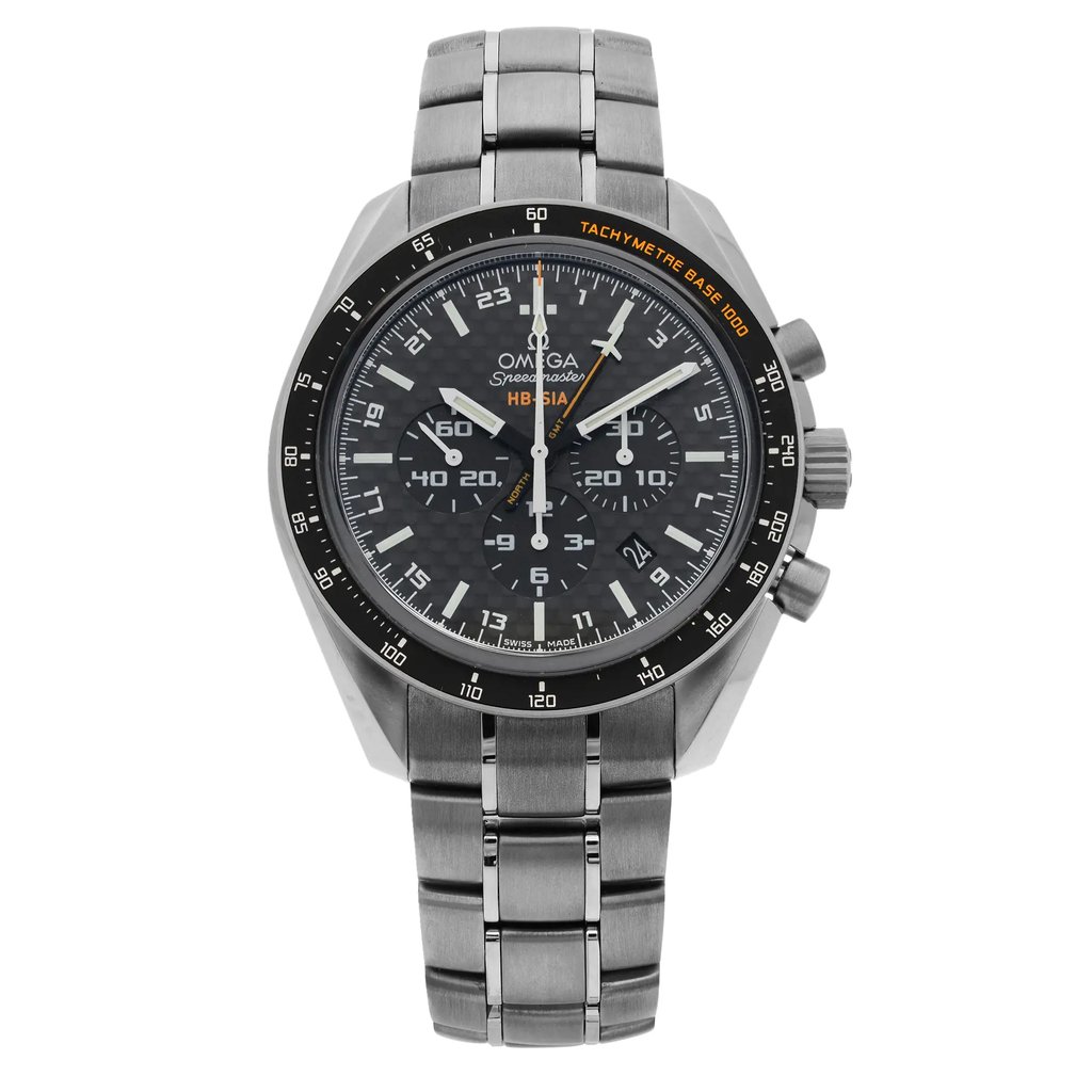 Front Full View Of OMEGA 321.90.44.52.01.001 Titanium Watch New With Defects Condition Good