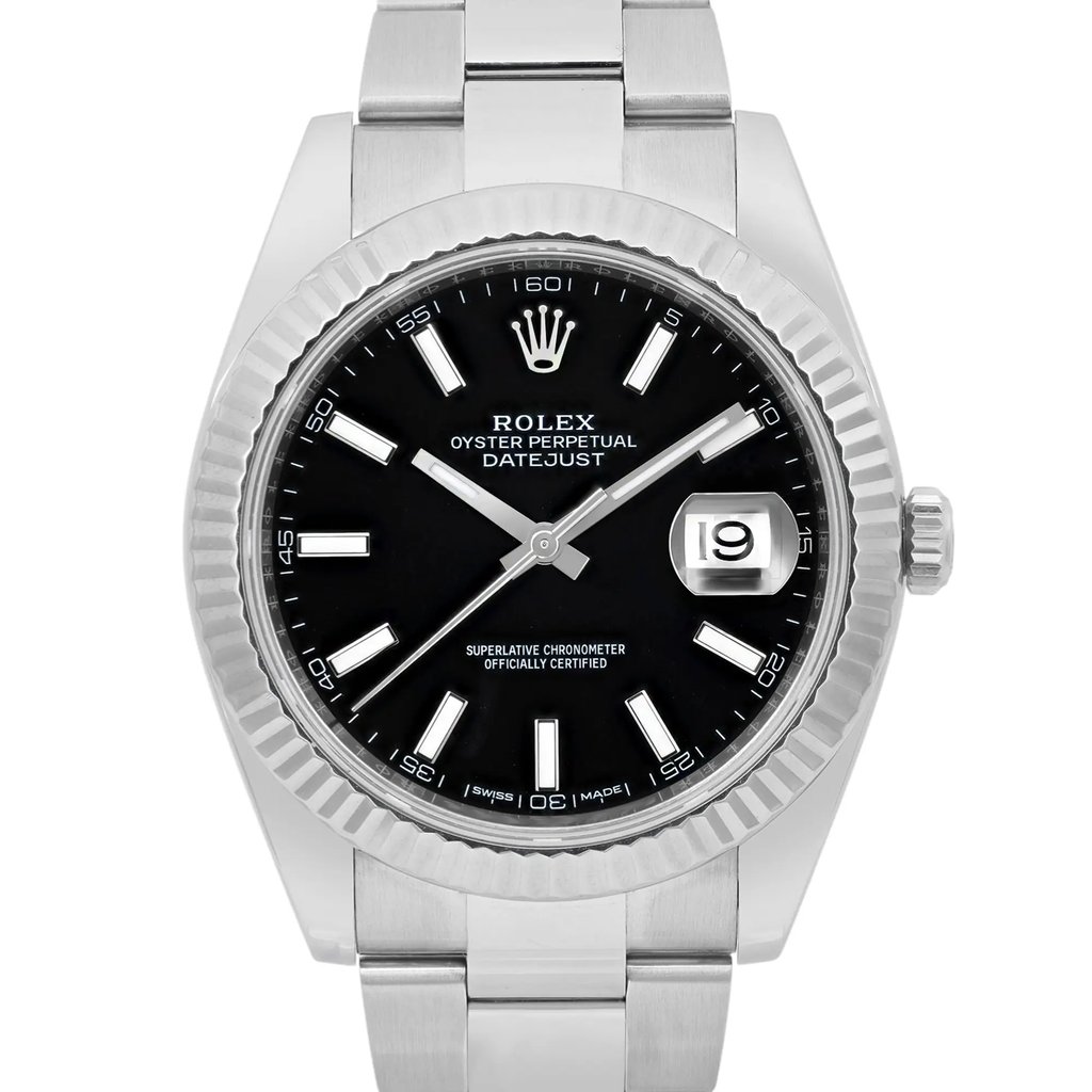 Up Close Front Facing Picture Of Rolex 126334 Stainless Steel Watch Pre Owned Condition