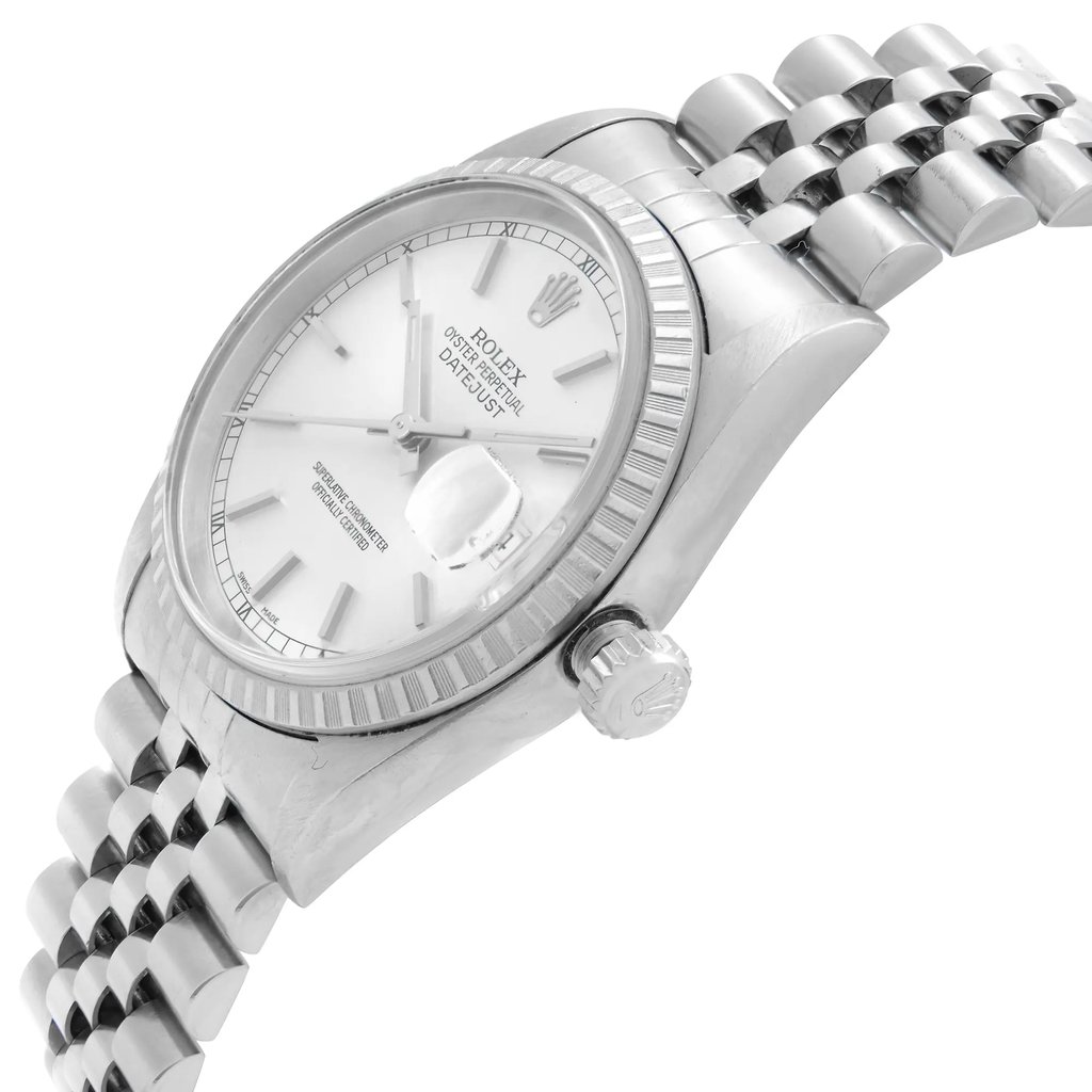 View Of Crown Facing Side Of Rolex 16220 Stainless Steel Watch Pre Owned Condition