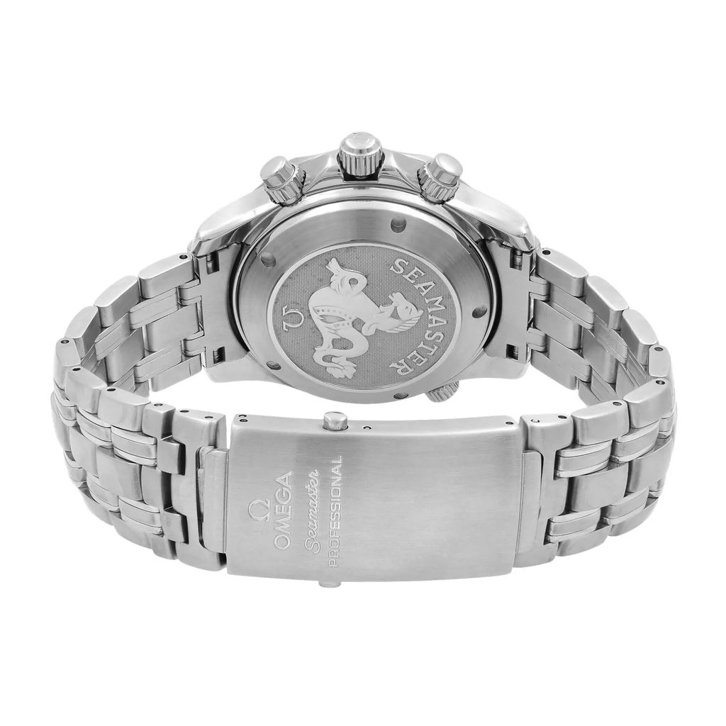 Back View Of {Caseback} Back Case And Closed Stainless Steel Band Of OMEGA 2225.80.00 Watch Pre Owned Condition