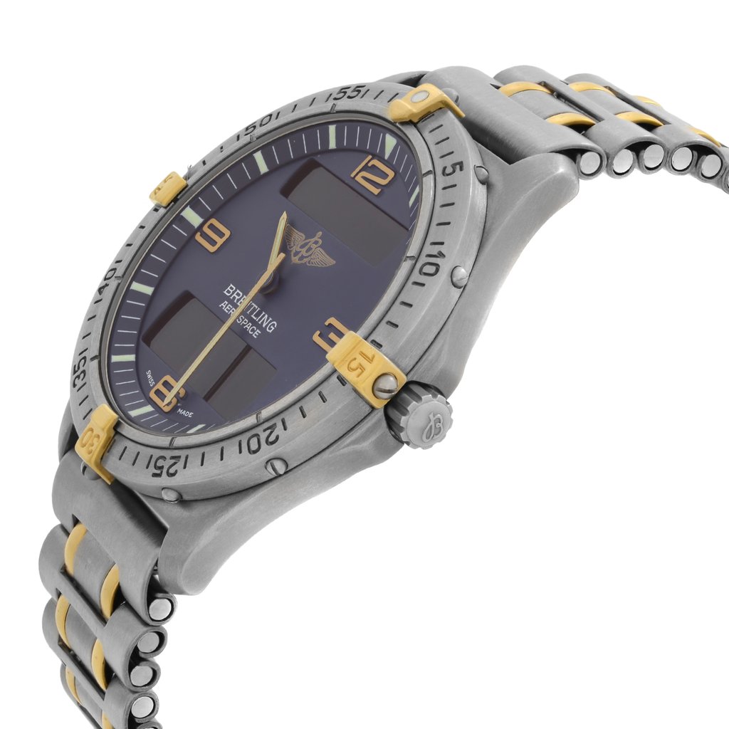 View Of Crown Facing Side Of Breitling F56062 Titanium Watch Pre Owned Condition