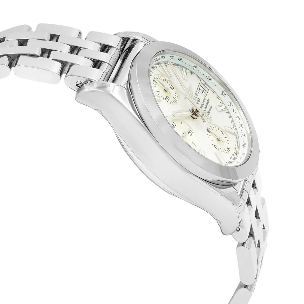 View Of Opposite Crown Facing Side Of Breitling W1331012/A774-385A Stainless Steel Watch New With Defects Condition