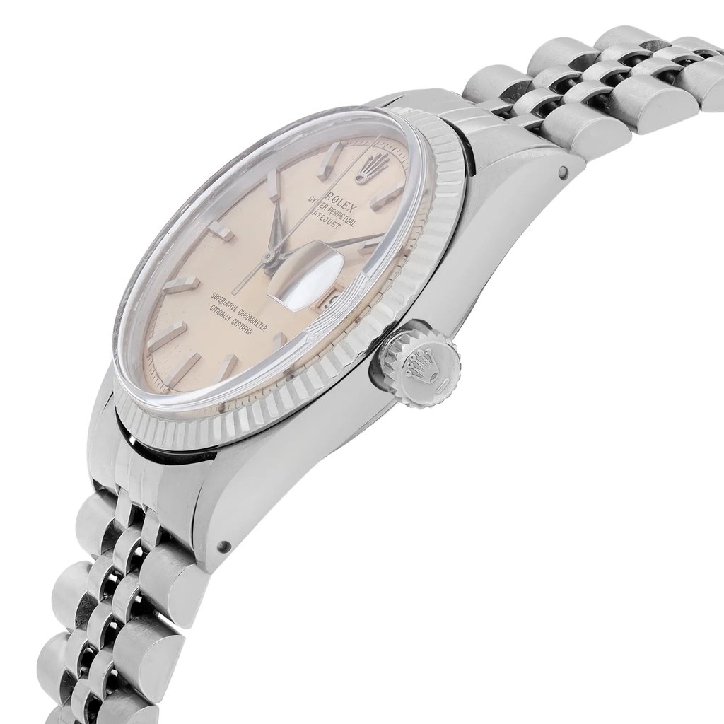 View Of Crown Facing Side Of Rolex 1601 Stainless Steel Watch Pre Owned Condition