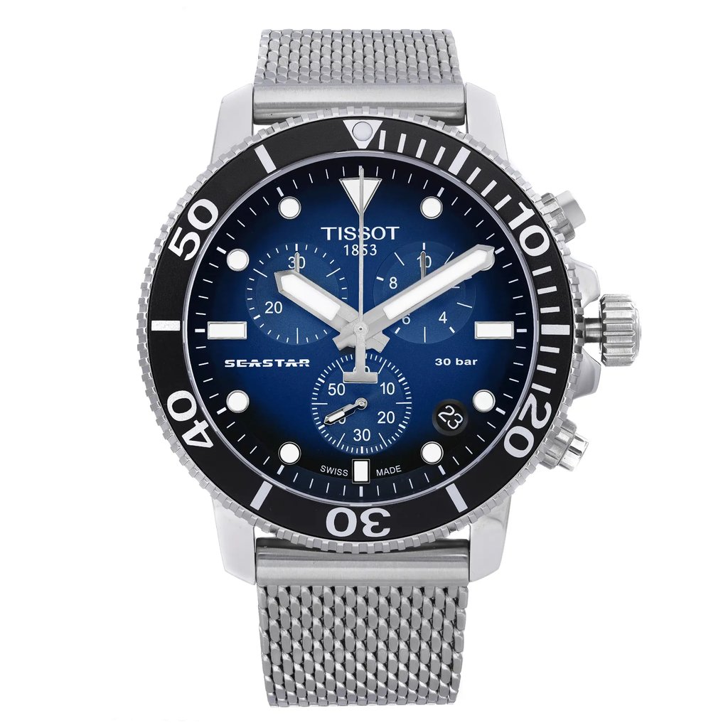 Front Full View Of Tissot T120.417.11.041.02 Stainless Steel Watch Pre Owned Condition Good