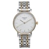 An image of a Wristwatch by Tissot. This Pre Owned item is designed for Women, featuring a Casual style. It has a Quartz movement and an Analog display with a White dial color. The indices include 12-Hour Dial,Stick Indexes. The band is made of Stainless Steel and the case is made of Stainless Steel. The watch has a Round shape with a case size of 30 mm and a case thickness of 6 mm.