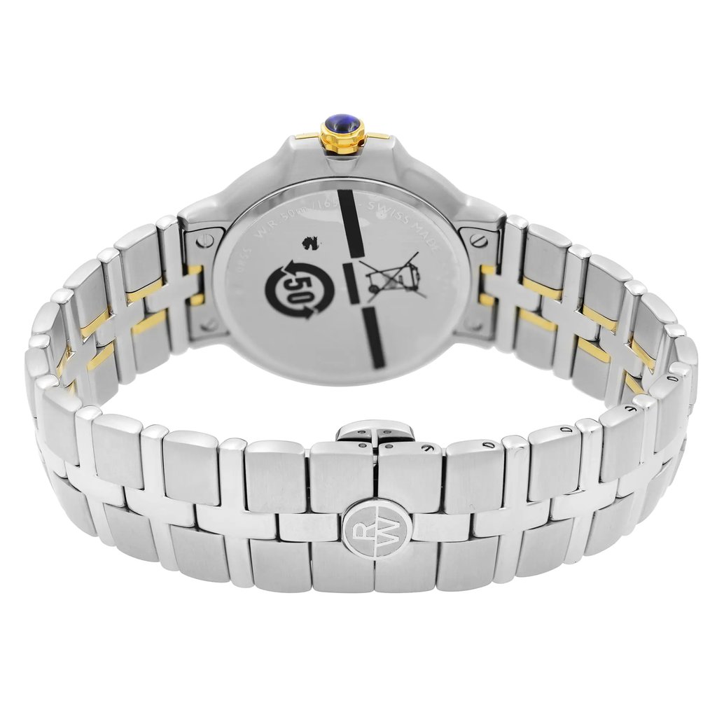 Back View Of Solid Back Case And Closed Stainless Steel Band Of RAYMOND WEIL 5580-STP-00308 Watch Display Model Condition