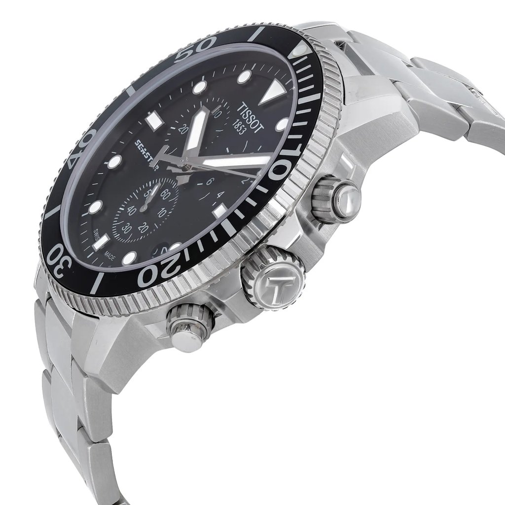 View Of Crown Facing Side Of Tissot T1204171105100 Stainless Steel Watch New With Defects Condition