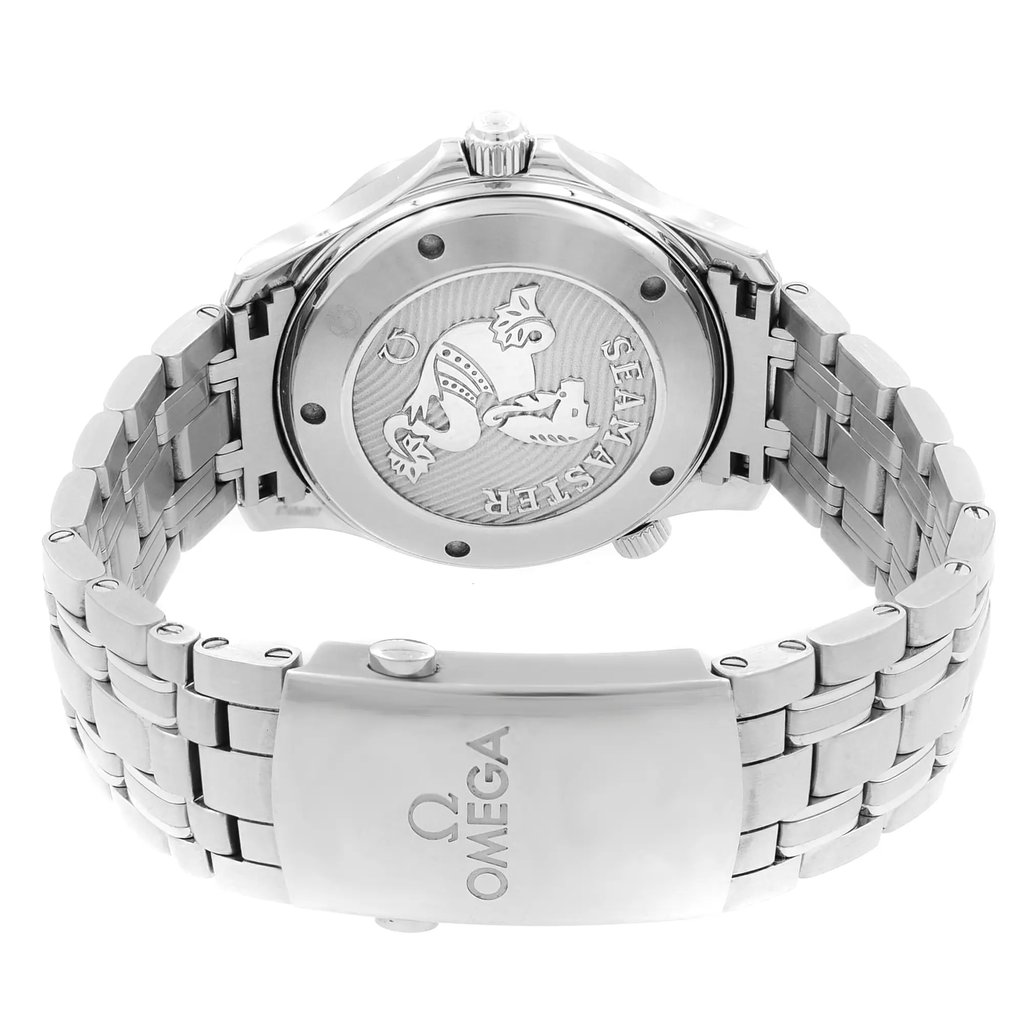 Back View Of Solid Back Case And Closed Stainless Steel Band Of OMEGA 212.30.41.20.01.003 Watch Display Model Condition
