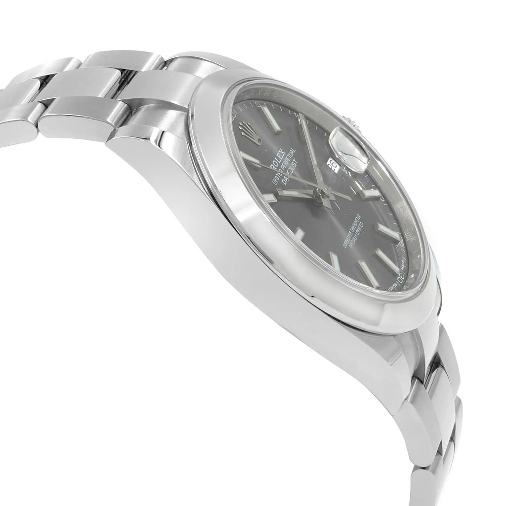 View Of Opposite Crown Facing Side Of Rolex M126300-0007 Stainless Steel Watch Pre Owned Condition