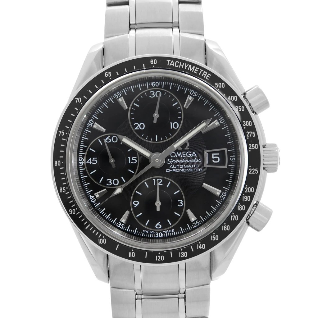 Front Full View Of OMEGA 3210.50.00 Stainless Steel Watch Pre Owned Condition {Product Condition}