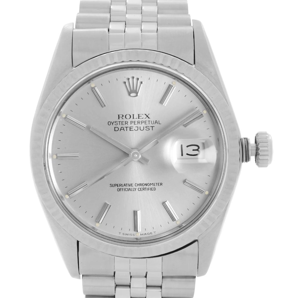 Up Close Front Facing Picture Of Rolex 16014 Stainless Steel Watch Pre Owned Condition