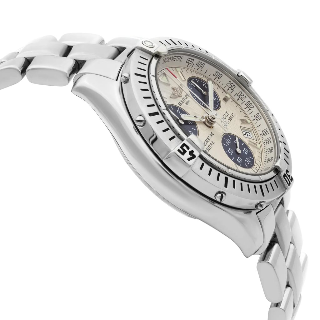 View Of Opposite Crown Facing Side Of Breitling A73350 Stainless Steel Watch Pre Owned Condition