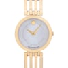 An image of a Wristwatch by Movado. This Display Model item is designed for Women, featuring a Dress/Formal style. It has a Quartz movement and an Analog display with a White dial color. The indices include 12-Hour Dial,No Hour Marks. The band is made of Stainless Steel and the case is made of Stainless Steel. The watch has a Round shape with a case size of 28 mm and a case thickness of 6 mm.