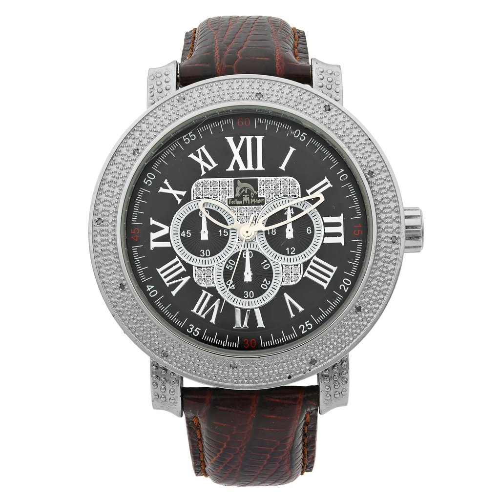Front Full View Of Techno Master TM-2132 Stainless Steel Watch Display Model Condition {Product Condition}