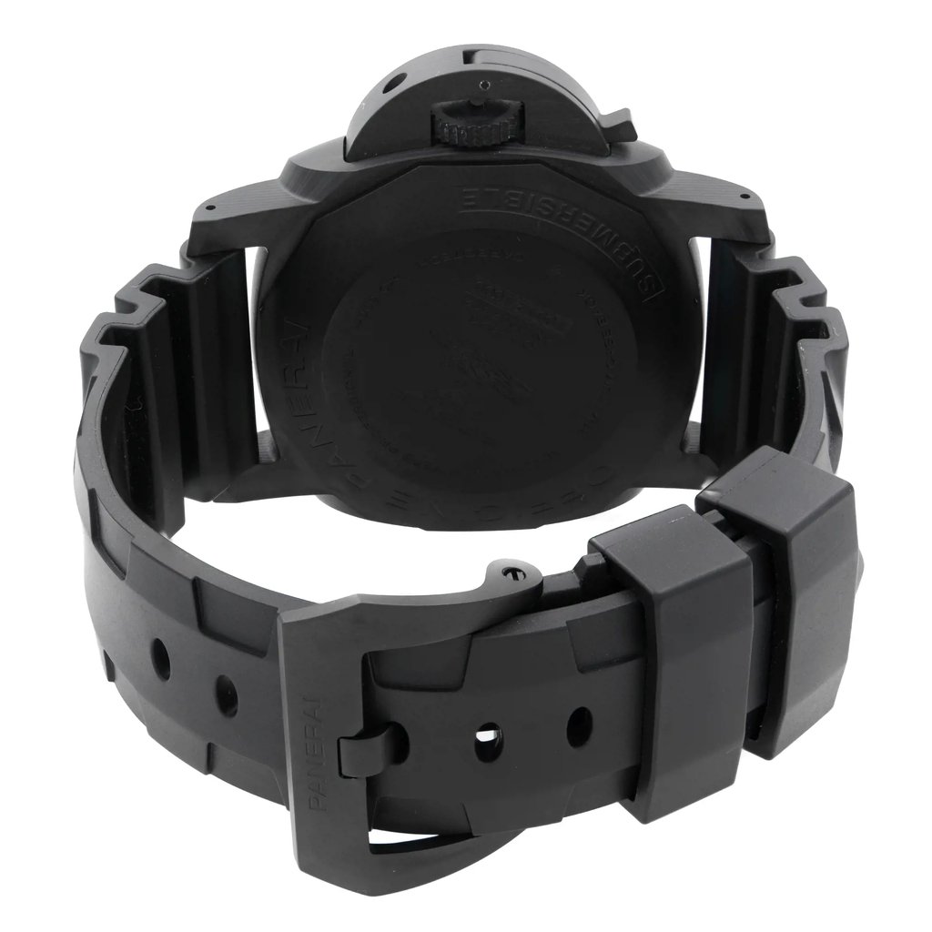 Back View Of Solid Back Case And Closed Rubber,Silicone Band Of Panerai PAM00616 Watch Pre Owned Condition