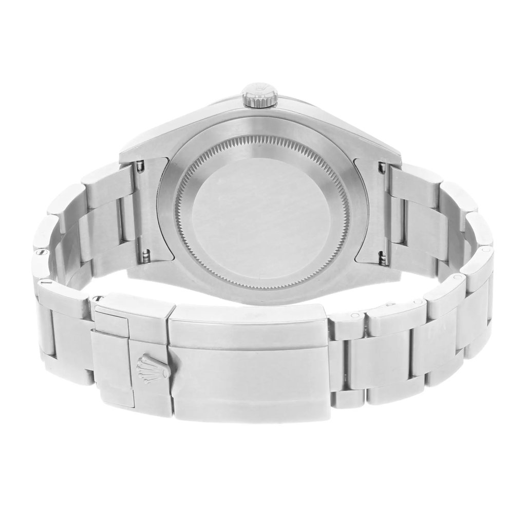 Back View Of {Caseback} Back Case And Closed Stainless Steel Band Of Rolex 214270 Watch Pre Owned Condition