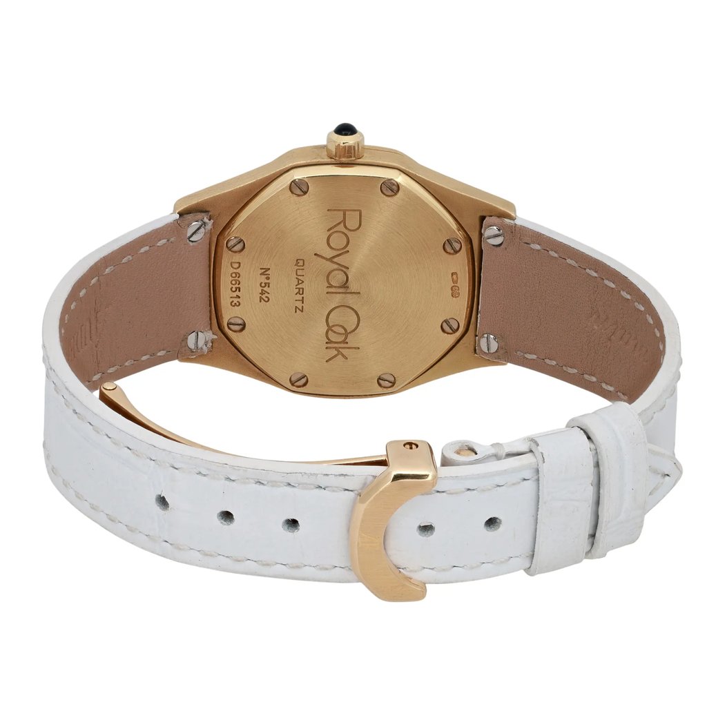 Back View Of Screwback Back Case And Closed Leather Band Of Audemars Piguet N/A Watch Pre Owned Condition