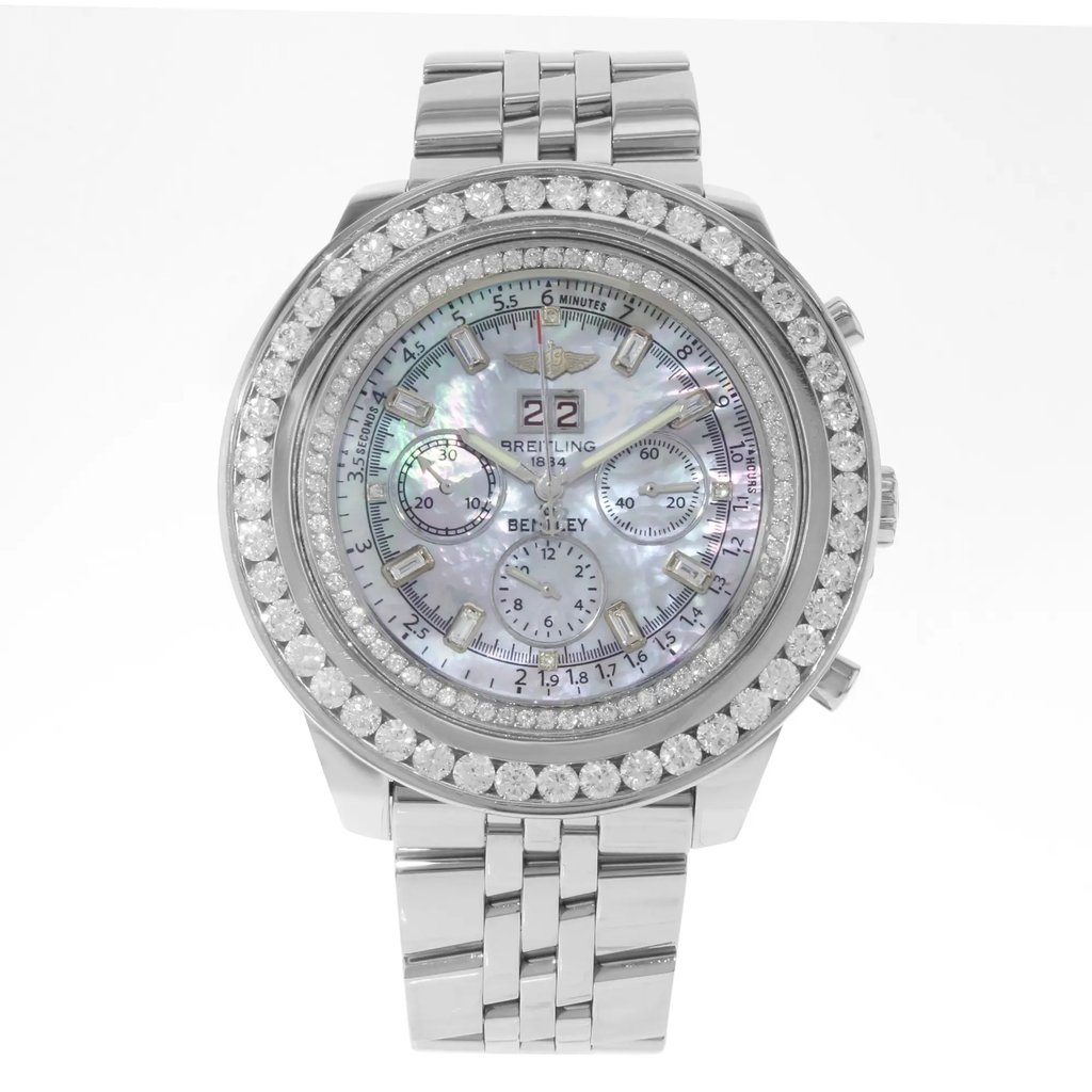 Front Full View Of Breitling A44362 Stainless Steel Watch Pre Owned Condition {Product Condition}