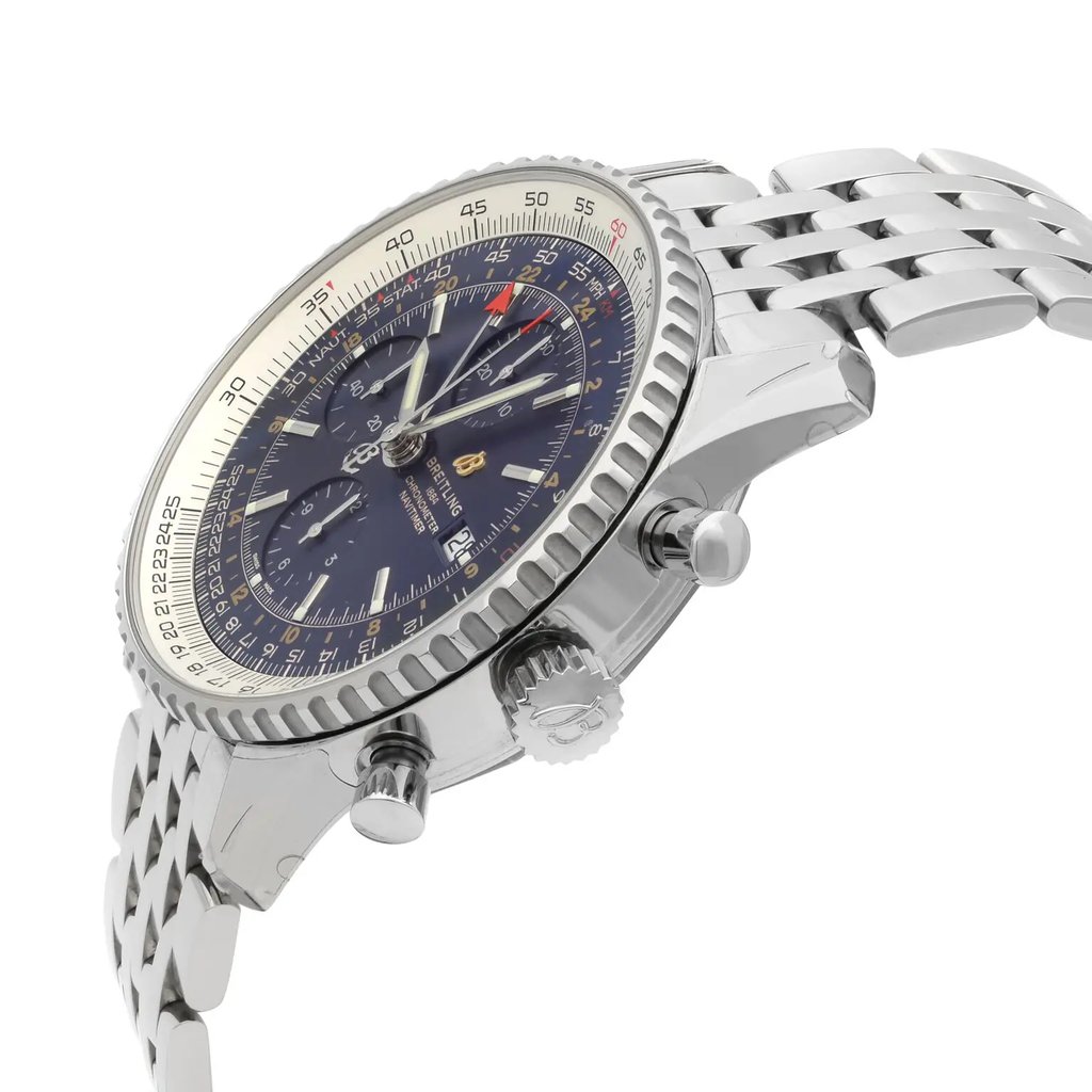 View Of Crown Facing Side Of Breitling A24322121C2A1 Stainless Steel Watch Display Model Condition