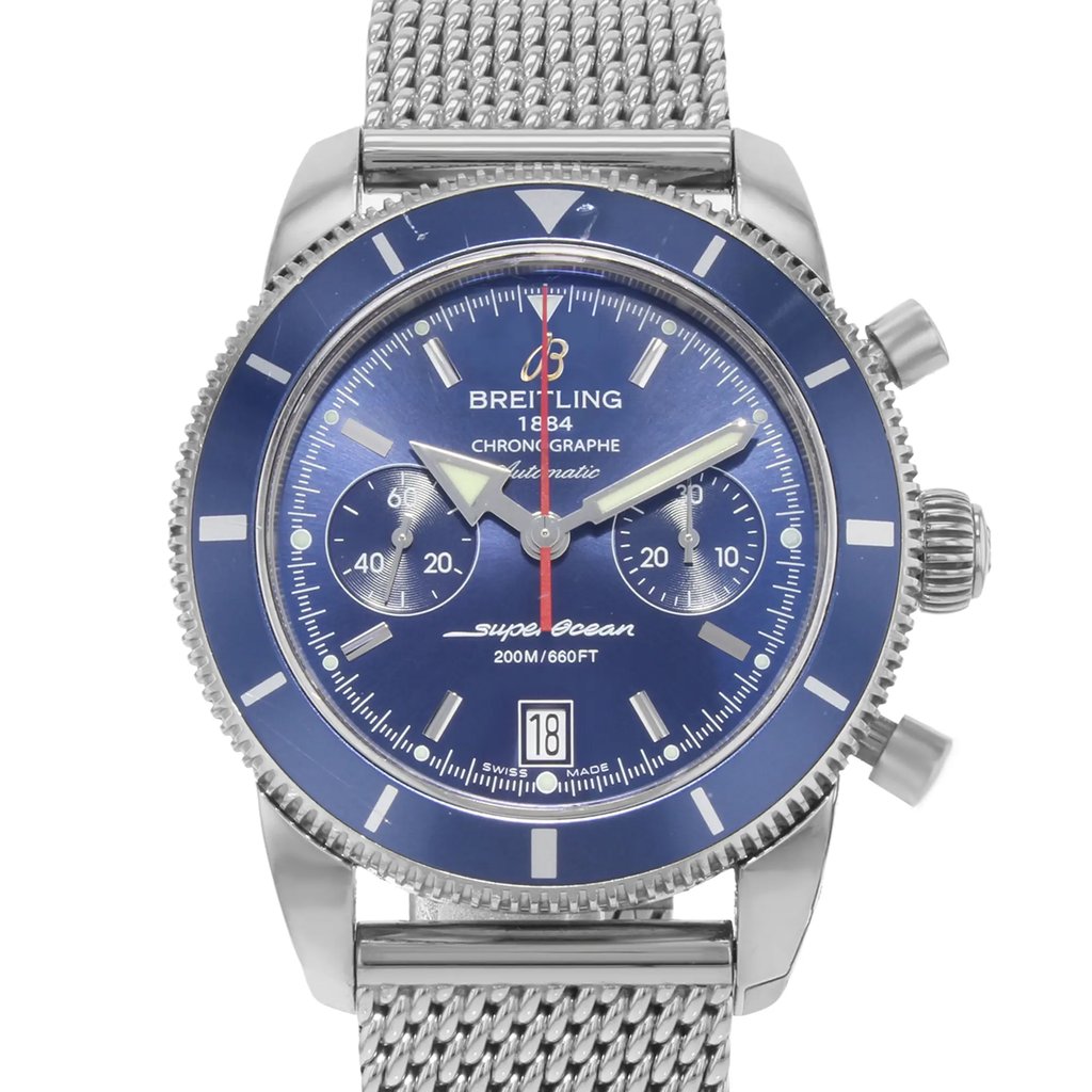 Up Close Front Facing Picture Of Breitling A2337016/C856-154A Stainless Steel Watch Pre Owned Condition