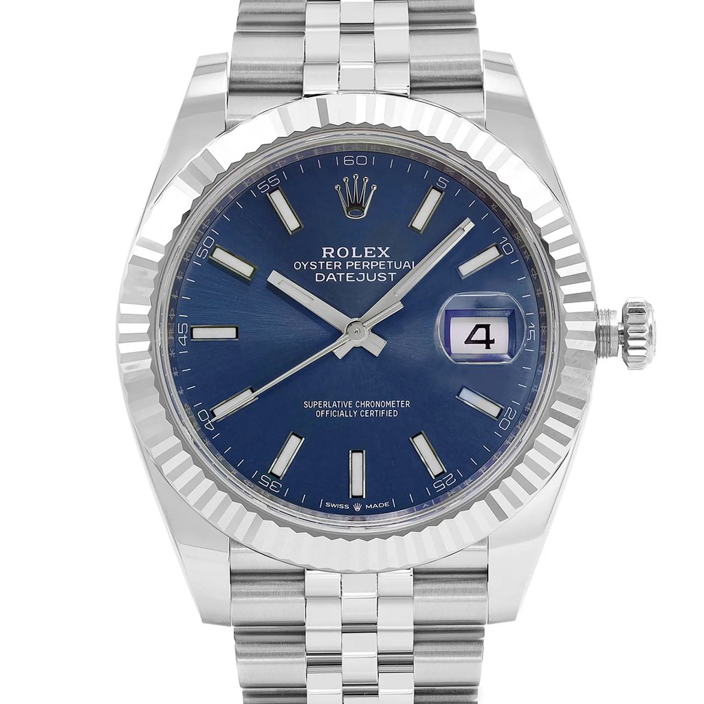 Up Close Front Facing Picture Of Rolex 126334 Stainless Steel Watch Pre Owned Condition