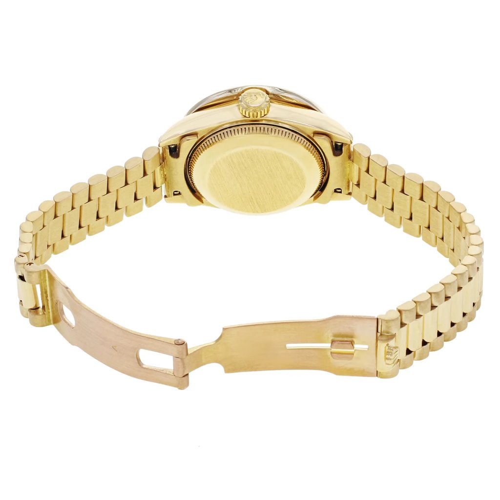 Back View Of Solid Back Case And Open Gold Band Of Rolex 69178 Watch Pre Owned Condition