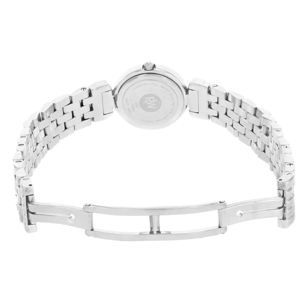 Back View Of Snap Back Case And Open Stainless Steel Band Of RAYMOND WEIL 5890-ST-20082 Watch Pre Owned Condition